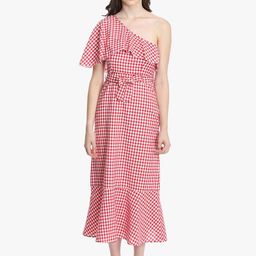 DODO & MOA Checked One Shoulder A-Line Midi Dress-picture-12