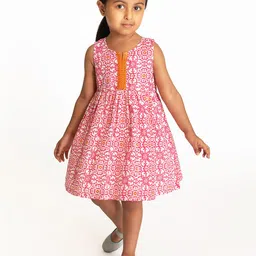 Campana Girls Floral Printed Fit & Flare Cotton Dress-13