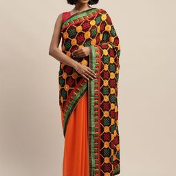 RAJGRANTH Ethnic Motifs Kutchi Embroidery Pure Georgette Heavy Work Saree-image-8