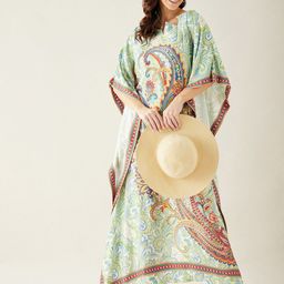 The Kaftan Company White Ethnic Motifs Maxi Dress-image-52