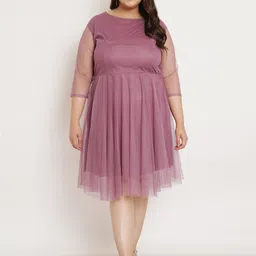 U&F Beyond Plus Size Net Fit & Flare Dress-picture-22