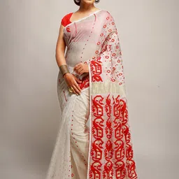 BENGAL HANDLOOM Ethnic Motifs Woven Design Art Silk Taant Saree-picture-38