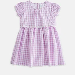Pantaloons Junior Girls Lavender Checked Dress-picture-14