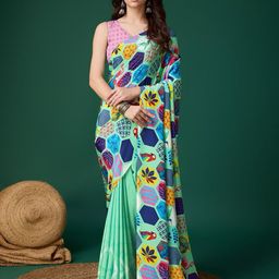 P D Silk Mills Printed Pure Crepe Saree-picture-21
