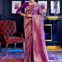Mitera Purple Woven Design Kanjeevaram Silk Saree-picture-49