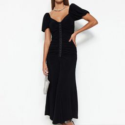 Trendyol Puff Sleeves Ruched A-Line Maxi Dress-picture-0