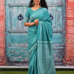 Pinkcity Trade World Floral Pure Cotton Bagru Saree-picture-32