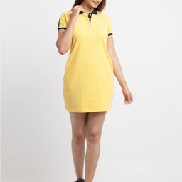 Status Quo Yellow Solid T-shirt Mini Dress-image-42