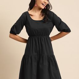 DODO & MOA Tiered Fit And Flare Cotton Dress-27