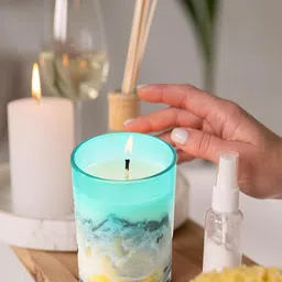 Kuber Industries Blue & Yellow Scented Jar Candle-image-43