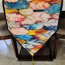 MONKDECOR Yellow & Blue 5D Printed Velvet Table Runner-16