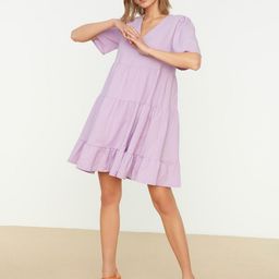 Trendyol V-Neck Tiered A-Line Dress-image-34