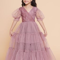 Bitiya by Bhama Girls Layered Net Gown-picture-22