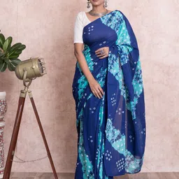 Kishori Sarees Tie & Dye Printed Mulmul Cotton Saree-image-36