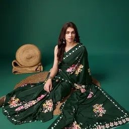 P D Silk Mills Floral Printed Pure Crepe Saree-picture-44