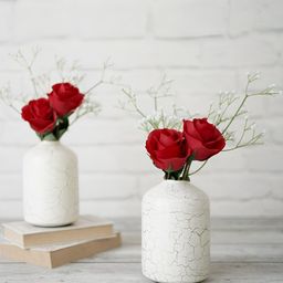 BEHOMA 2 Pieces Off White Crackled Flower Vase-image-6