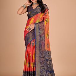 NIRMAL CREATION Floral Printed Woven Design Zari Saree-image-86