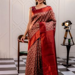MIMOSA Ethnic Woven Design Zari Art Silk Kanjeevaram Saree-image-40