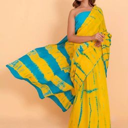 Pinkcity Trade World Abstract Printed Pure Cotton Bagru Saree-1