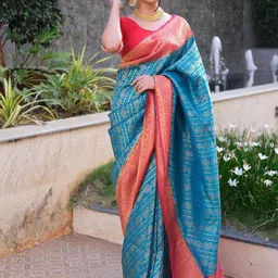 RASVRITI Woven Design Zari Pure Silk Kanjeevaram Saree-picture-10