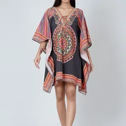 First Resort by Ramola Bachchan Ethnic Motifs Printed Kimono Sleeve Kaftan Dress-picture-17