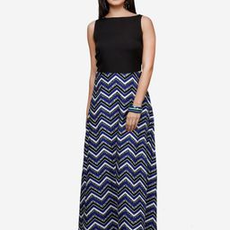 V&M Printed Boat Neck Crepe Maxi Dress-image-91