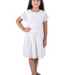 Miyo Girls White Fit & Flare Dress-image-74