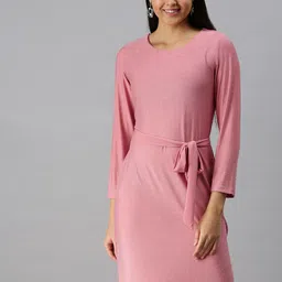 SHOWOFF Self Design Belted Sheath Dress-11