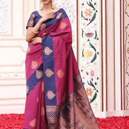Om Shantam Sarees Ethnic Motifs Woven Design Silk Blend Pochampally Saree-57