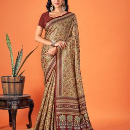 SANGAM PRINTS Paisley Printed Pashmina Saree-image-73