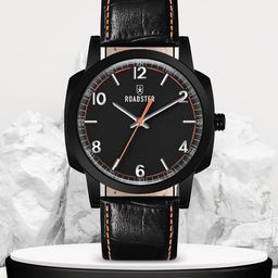 The Roadster Lifestyle Co. Men Leather Strap Analogue Reset Time Watches RD-07-Black-12