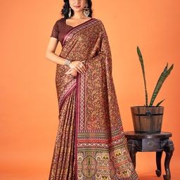 SANGAM PRINTS Floral Printed Pashmina Saree-image-6