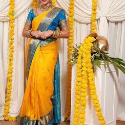 Aldwych Ethnic Motifs Woven Design Zari Banarasi Saree-picture-12