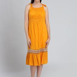 DODO & MOA Smocked Detailed Flounce Empire Midi Dress-image-77