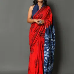 Pinkcity Trade World Ethnic Motifs Printed Pure Cotton Bagru Saree-32