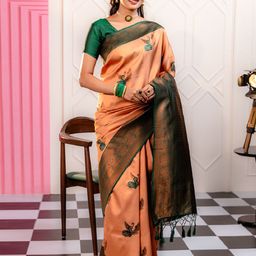 MIMOSA Ethnic Motifs Woven Design Zari Art Silk Kanjeevaram Saree-image-24