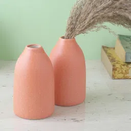 The Decor Mart Peach 2 Pieces Vertical Ceramic Vases-image-87