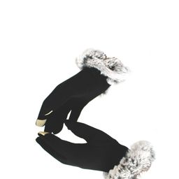Alexvyan Women Patterned Rabbit Fur Warm Gloves-picture-25