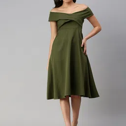 SHOWOFF Off Shoulder Fit And Flare Dress-image-70