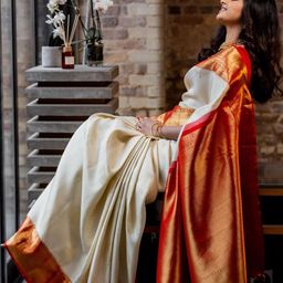 DIVASTRI Ethnic Motif Woven Design Zari Silk Cotton Banarasi Saree-28