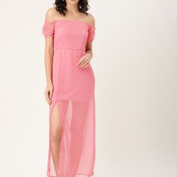 DODO & MOA Self Design Off-Shoulder Semi Sheer Sheath Maxi Dress-image-30