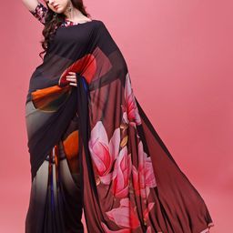P D Silk Mills Floral Pure Georgette Saree-picture-45