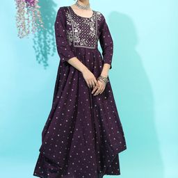 Vishudh Purple Embellished Ethnic Maxi Dress-picture-44