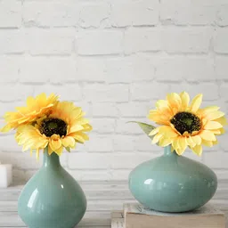 BEHOMA Green 2 Pieces Bud Shape Metal Vases-image-1