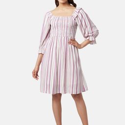 Honey by Pantaloons Square Neck Fit & Flare Striped Dress-26