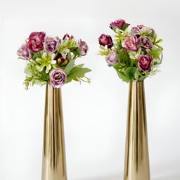 BEHOMA 2 Pcs Golden Cone Shaped Metal Vases-7