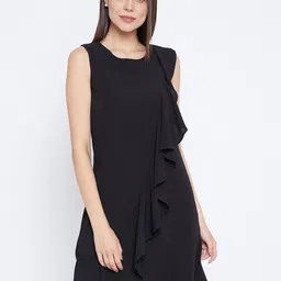 Zastraa Crepe A-Line Dress-image-87