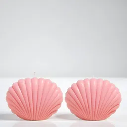 atorakushon Pink 2 Pieces Shell Soy Wax Vanilla Scented Pillar Candle-picture-46