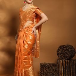 DIVASTRI Ethnic Motifs Woven Design Zari Pure Silk Banarasi Saree-image-43