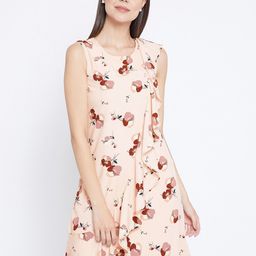 Zastraa Floral Printed Crepe Dress-image-14